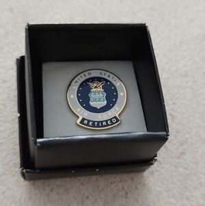 United States Air Force Retired Pin - Blue and Gold
